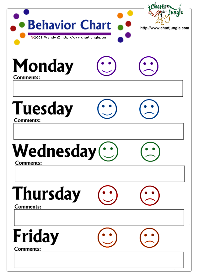 Weekly Behavior Chart Printable Fourth Grade