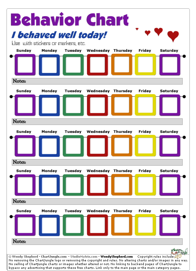 printable behavior charts i behaved well today chart