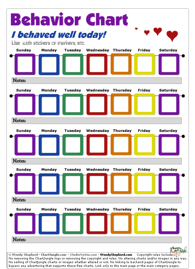 Printable Behavior Charts For