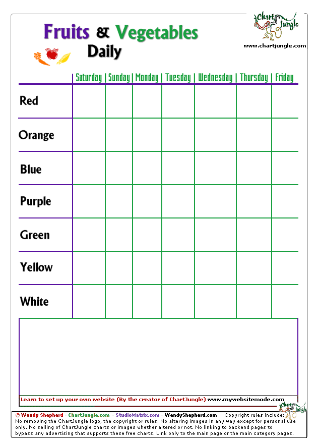 Free Printable Fruits Vegetable Chart For School Or Home